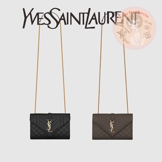 Shopee ถูกที่สุด 🔥100% ของแท้ 🎁 Yves Saint Laurent Brand New ENVELOPE Small Black Quilted Textured Leather Bag