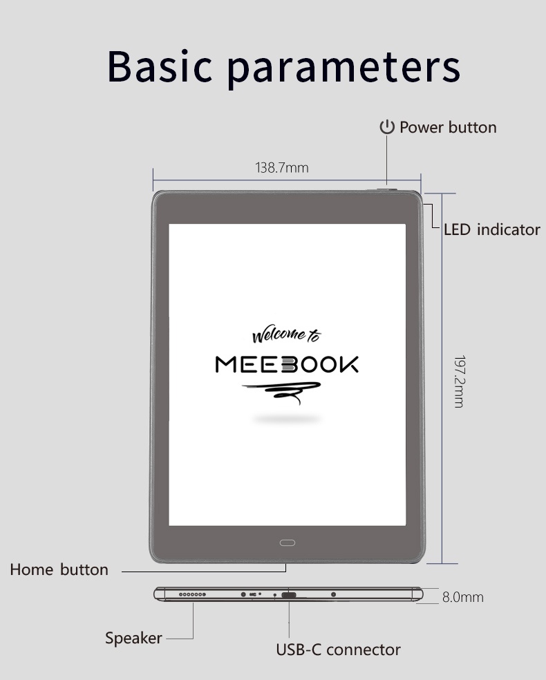 ข้อมูลเพิ่มเติมของ Meebook P78 Pro eBook Reader 2022 Edition - New 7.8" Eink (Android 11 / Micro SD Slot 1TB)