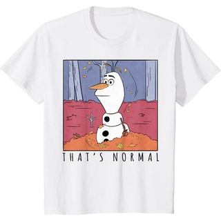 เสื้อยืดผ้าฝ้ายพรีเมี่ยม เสื้อยืด พิมพ์ลาย Disney Frozen 2 Olaf Thats Normal