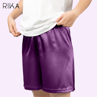 RIKA กางเกงขาสั้นFV3038 ใส่นอน ผ้า SATIN ใส่สบายใส่อยู่บ้าน สีสวย ผ้านุ่ม ปลายขากว้าง มีไซส์ใหญ่สะโพก 59 นิ้ว(M-3XL)