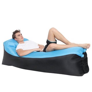 โซฟาลม โซฟาแบบเป่าลม ที่นอนพองลม ไม่ต้องใช้เครื่องสูบลม พกพาง่าย แถบสีดำ Inflatable Outdoor Air Sofa Bed Air Inflatable