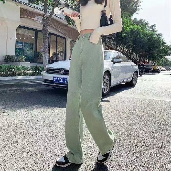 daduhey-womens-light-green-high-street-jeans-high-waist-slimming-all-matching-loose-straight-summer-new-ins-fashion-pants