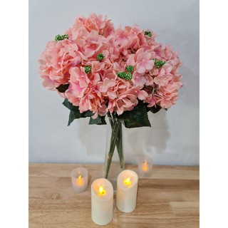 ไฮเดรนเยียคลาสสิคสีพีช+เม็ดโฟม ดอกไม้ปลอม  ดอกไม้ประดิษฐ์