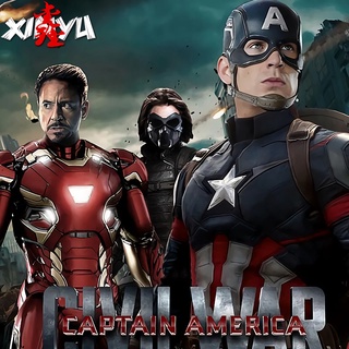 เสื้อยืดโอเวอร์ไซส์ละครอเมริกัน Marvel รอบชายเสื้อยืดแขนสั้น ins tide แบรนด์ hero แม่ม่ายดำ Iron Man reunion ชายแขนสั้นS