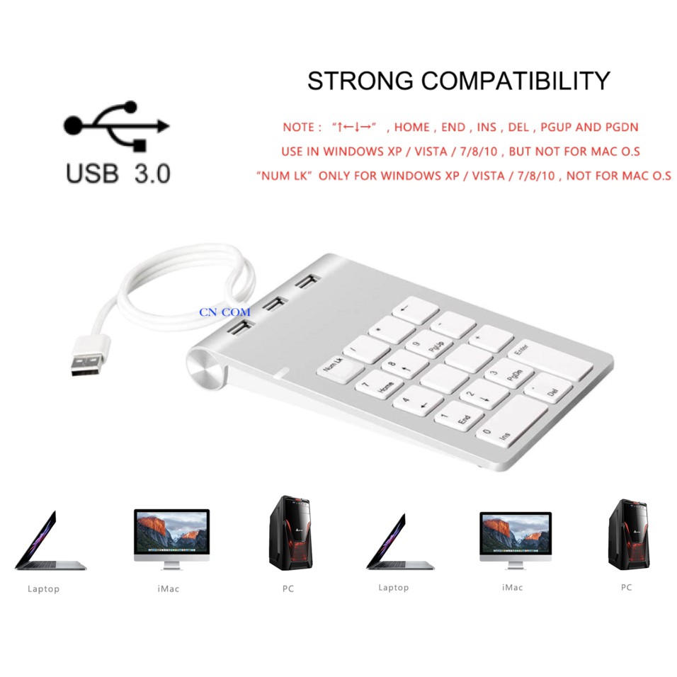 USBแป้นพิมพ์ตัวเลข18ปุ่มMini USB 2.0ฮับสำหรับแป้นพิมพ์ดิจิตอลUltra Slim ...