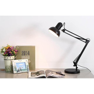 โคมไฟตั้งโต๊ะ ปรับระดับได้รอบทิศทาง สีดำ สีขาว รุ่น Table Reading lamp Adjustable with super long arm E27 MAX 60w ASP