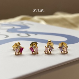 [เหลือ 206.- ใส่โค้ด AVAND1 ] Avantgarde.bkk Premium Twinning rectangular gem genuine s925 stud earrings 5 mm