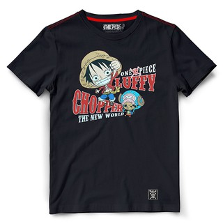 เสื้อยืดวันพีช One piece 632-BK Luffy&amp;Chopper สีดำ