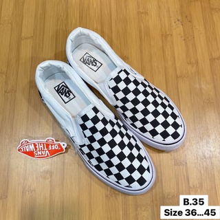 Vans slip on ลายตาราง รองเท้าผ้าใบแบบสวม