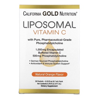 ภาพหน้าปกสินค้าCalifornia Gold Nutrition Liposomal Vitamin C, Natural Orange Flavor, 1000 mg, 30 Packets, 0.2 oz (5.7 ml) Each ที่เกี่ยวข้อง
