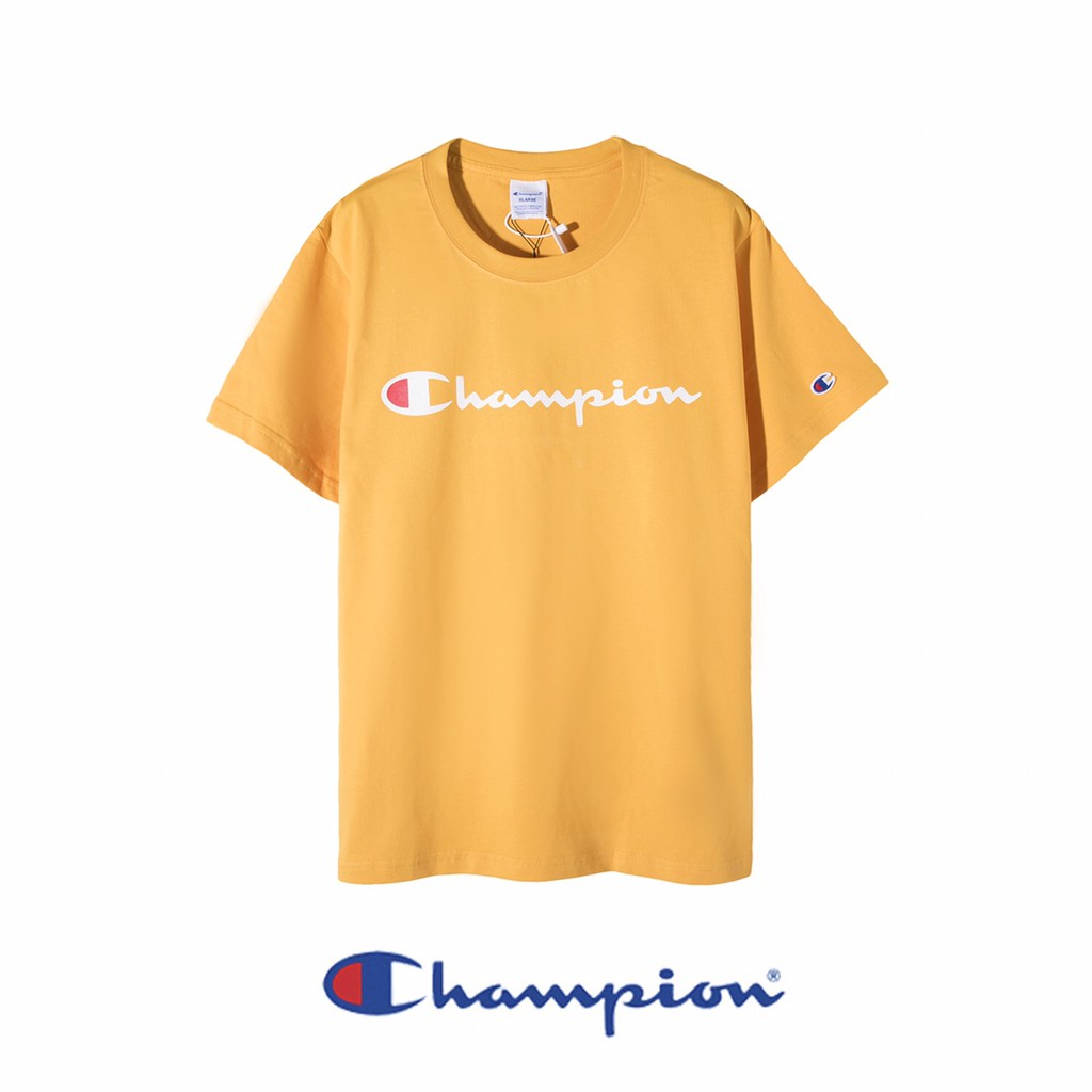 ของแท้-champion-สกรีน-คอกลม-เสื้อยืด-คอตโต้-100