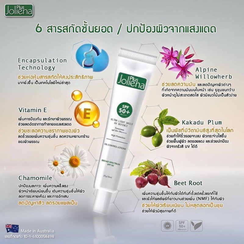 ครีมกันแดด-โจลีน่าพลัส-joliena-plus-spf50-pa-25g