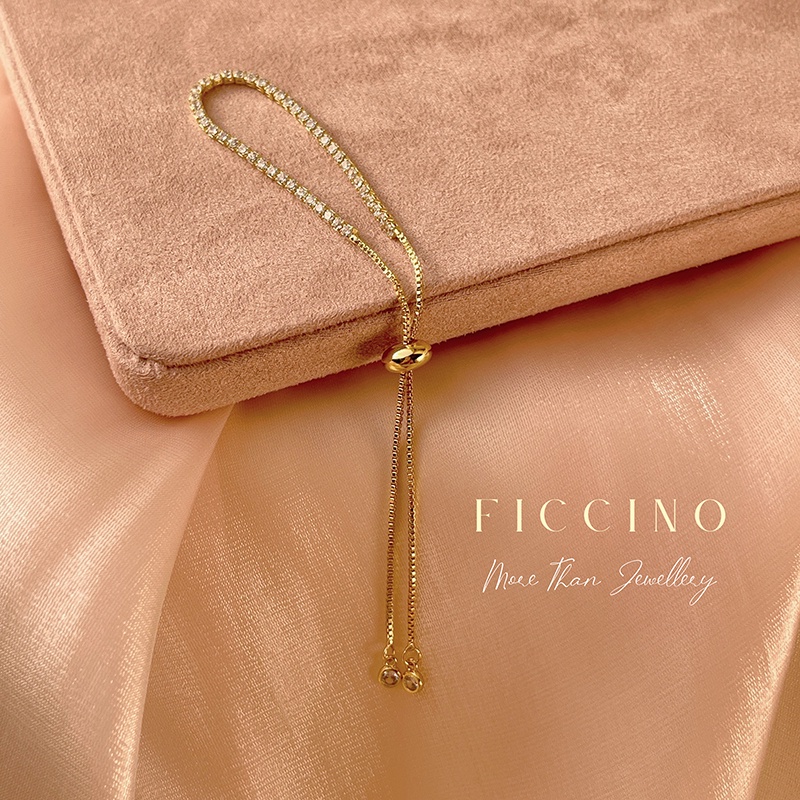 ficcino-สร้อยข้อมือเหล็กไทเทเนียม-ชุบทอง-18-k-ประดับเพทาย-สําหรับผู้หญิง