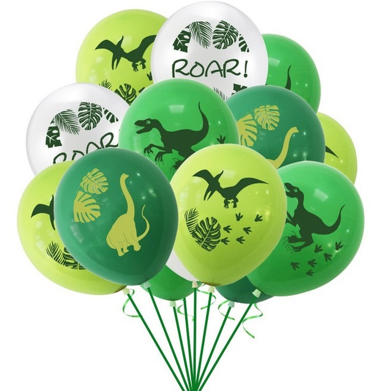 ภาพหน้าปกสินค้า16pcs 12 inch dinosaur theme latex balloon combination set printing balloon birthday party decoration supplies