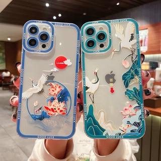 เคสโทรศัพท์มือถือนิ่ม พิมพ์ลายนกกระเรียนบิน สําหรับ OPPO A76 A36 A53 A33 A52 A92 A31 A94 A93 A74 A95 A54 A16 A15 A15S A5 A9 2020 A7 A5S AX7 A3S A12e Reno 5F 4F 7 6 5 4 4G 5G F11 F9
