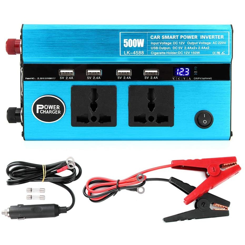 smart-power-inverter-dc-12v-to-ac-220v-50hz-กำลังไฟฟ้า-500w-w-4-usb-ports-2-ac-outlets-black