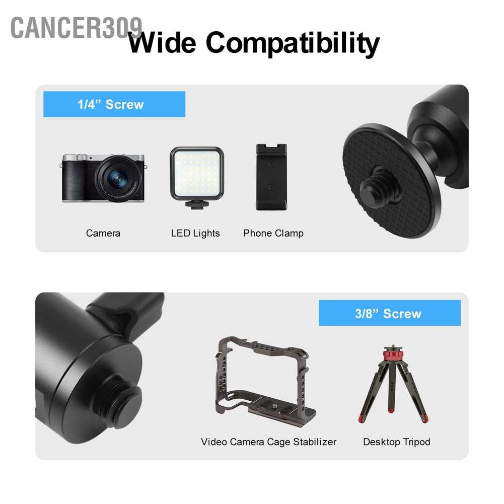cancer309-1-4in-ball-head-mount-360-degree-rotatable-3-8in-screw-mini-hot-shoe-adapter-for-camera-cellphone-tripod