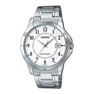 Casio Standard นาฬิกาข้อมือสุภาพบุรุษ สายแสตนเลส รุ่น MTP-V004D-7BUDF (สีขาว)