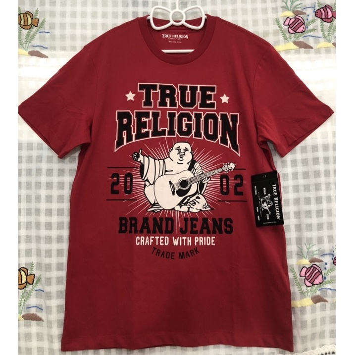 เสื้อยืดผ้าฝ้ายพิมพ์ลายคลาสสิก-true-religion-เสื้อยืด-สีแดง