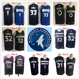 เสื้อกีฬาบาสเก็ตบอล ลายทีม NBA Minnesota Timberwolves Towns Edwards Russell Star Jerseys 8 สไตล์ สําหรับผู้ชาย