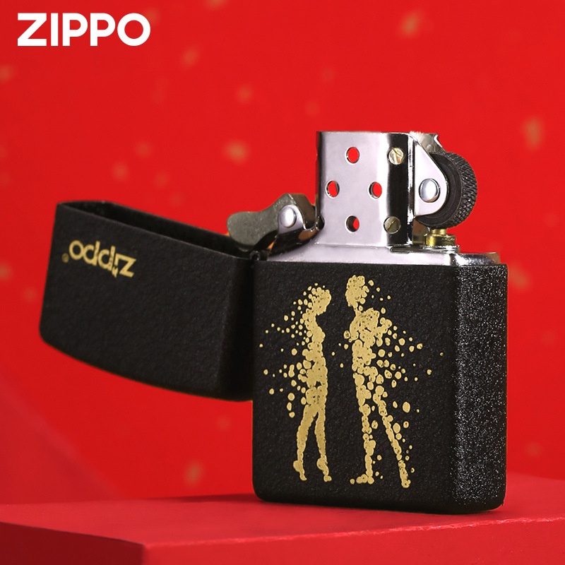 zippo-zippo-ของแท้-zippo-zippo-อเมริกันแท้ไฟแช็กของขวัญวันวาเลนไทน์สีดำแตกสี-unbridled-love-windproof-น้ำมันก๊าดไฟแช็ก