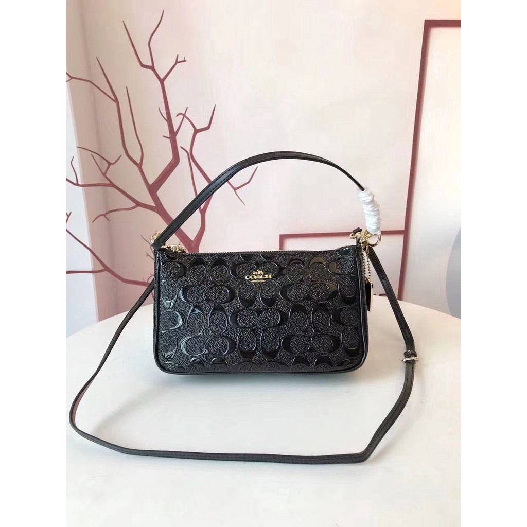 us Coach F56518 Top Handle Pouch In Signature Debossed Patent Leather Women s Shoulder bag