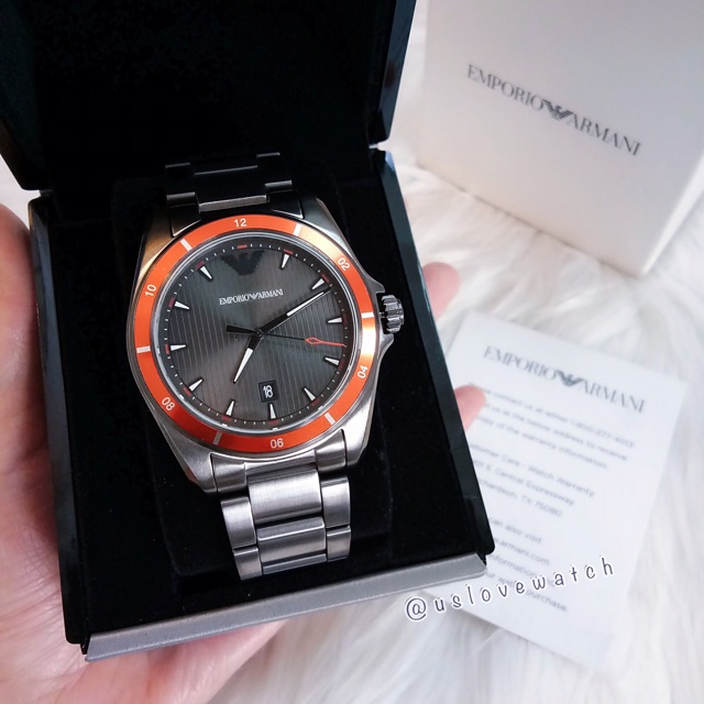 👑ผ่อน0%~แท้100%👑 นาฬิกาข้อมือ สีกันเมทัล-ขอบส้ม Emporio Armani AR11178 |  Shopee Thailand