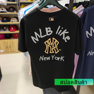 MLB เสื้อยืดแขนสั้นพิมพ์ลายกราฟฟิคสไตล์เกาหลีสําหรับผู้ชายและผู้หญิง