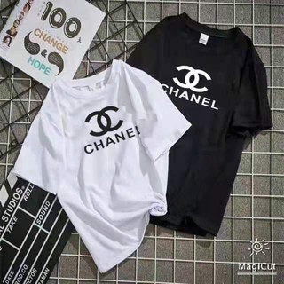 เสื้อยืด cotton เสื้อลายChanel ผ้านุ่มใส่สบาย ใส่เดียวหรือคู่ก็ได้ ซักไม่ยั้บ บางใส่สบาย