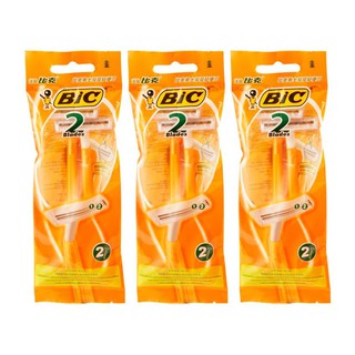 สินค้า BIC บิค มีดโกนหนวดใบมีดแฝด - 3 แพ็ค/แพ็ค 2 ด้าม รวม 6 ด้าม