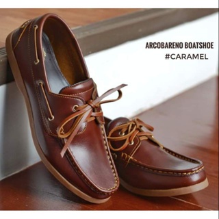 Arcobareno รองเท้าหนัง 825 Boat Shoe - Caramel ผลิตจากหนังวัวแท้​ ขนาด​ 2​ MM