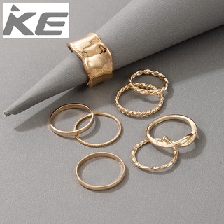 Alloy Ring Creative Simplicity Frigid Irregular Wide Ring Set 8 Pieces for girls for women low