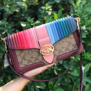 🎀 (สด-ผ่อน) กระเป๋าสะพาย COACH C1530 GEORGIE SHOULDER BAG IN SIGNATURE CANVAS WITH RAINBOW LINEAR QUILTING