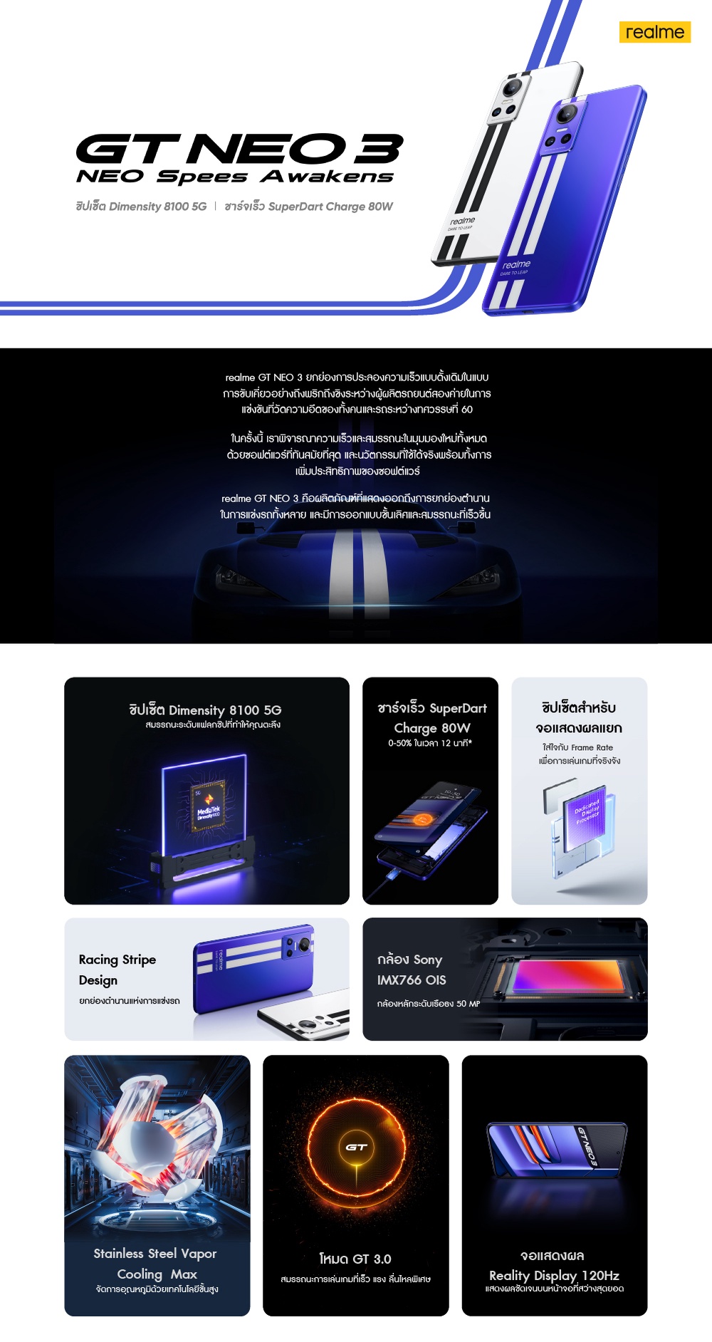 realme GT NEO 3(8+256GB) | Dimensity 8100 5G Processor| 6.7 inch screen 120Hz