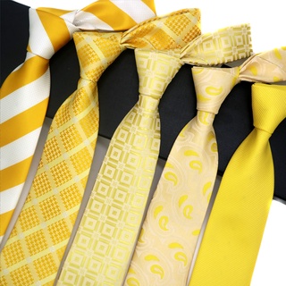 สินค้า เนคไท ผ้าแจ็คคาร์ด ผ้าไหม ขนาด 8 ซม. สีเหลือง สีส้ม สไตล์คลาสสิก เป็นทางการ แฟชั่นสําหรับผู้ชาย เจ้าบ่าว งานแต่งงาน ปาร์ตี้