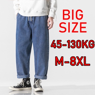 กางเกงยีนขากว้างลําลอง ขนาดใหญ่ สไตล์เกาหลี สําหรับผู้ชาย ไซซ์ M - 8xl