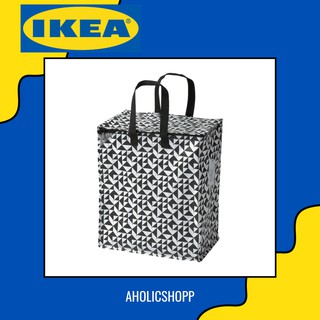 [พร้อมส่ง] IKEA (อีเกีย) - KNALLA คนัลลา กระเป๋าช้อปปิ้ง สีขาว-ดำ มีซิป 47 ลิตร