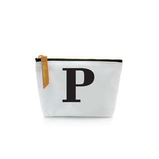 กระเป๋าผ้าลายอักษร ALPHABET  Pouch Coin Bag  WHITE  P