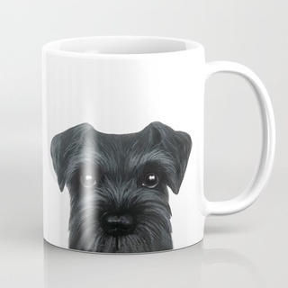 Fun Gft ใหม่ แก้วกาแฟ พิมพ์ลายสุนัข Schnauzer สีดํา สําหรับเป็นของขวัญวันเกิด