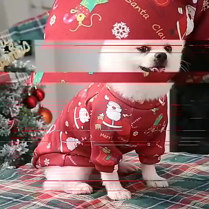 เสื้อผ้าสัตว์เลี้ยง-แบบสวมหัว-ลายการ์ตูนคริสต์มาสน่ารัก-สําหรับสุนัข-แมว