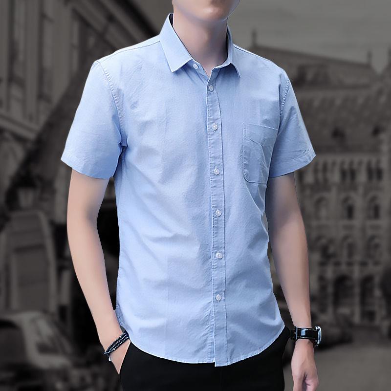 ภาพสินค้าKorean Summer Plain Casual Slim Trend Black Shirt Men จากร้าน heiying0903.th บน Shopee ภาพที่ 2
