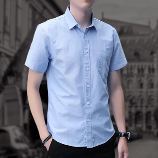 ภาพขนาดย่อของภาพหน้าปกสินค้าKorean Summer Plain Casual Slim Trend Black Shirt Men จากร้าน heiying0903.th บน Shopee ภาพที่ 2