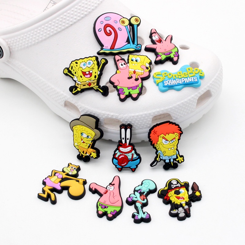 spongebob-squarepants-น่ารัก-crocs-ลายการ์ตูนอนิเมะ-jibbitz-shoe-charms-diy-ถอดได้-pvc-รองเท้าแตะ-decorate-accessories-ใช้สำหรับตกแต่งรองเท้าเด็ก