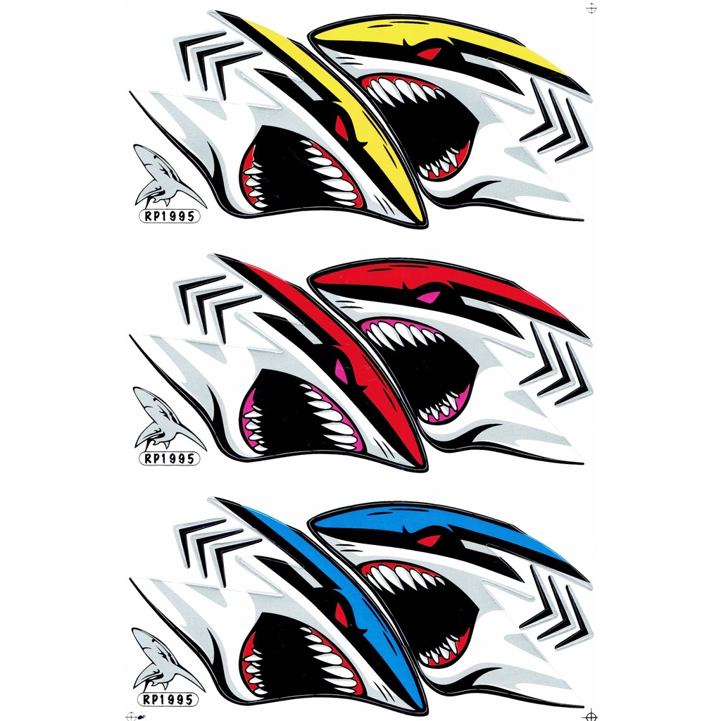 สติกเกอร์ฉลามปิศาจ Shark สีสันสดใส รอยตัคมชัด สำหรับแต่งรถติดรถยนต์ รถ ...