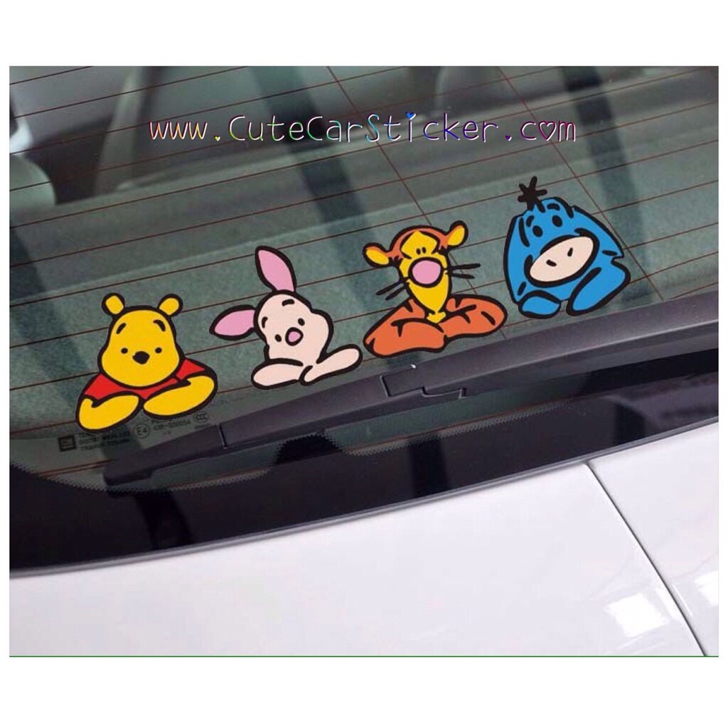 สติ๊กเกอร์-ติดรถ-pooh-หมีพูห์-และผองเพื่อน-เรียวแถว-4ตัว-car-decal-sticker