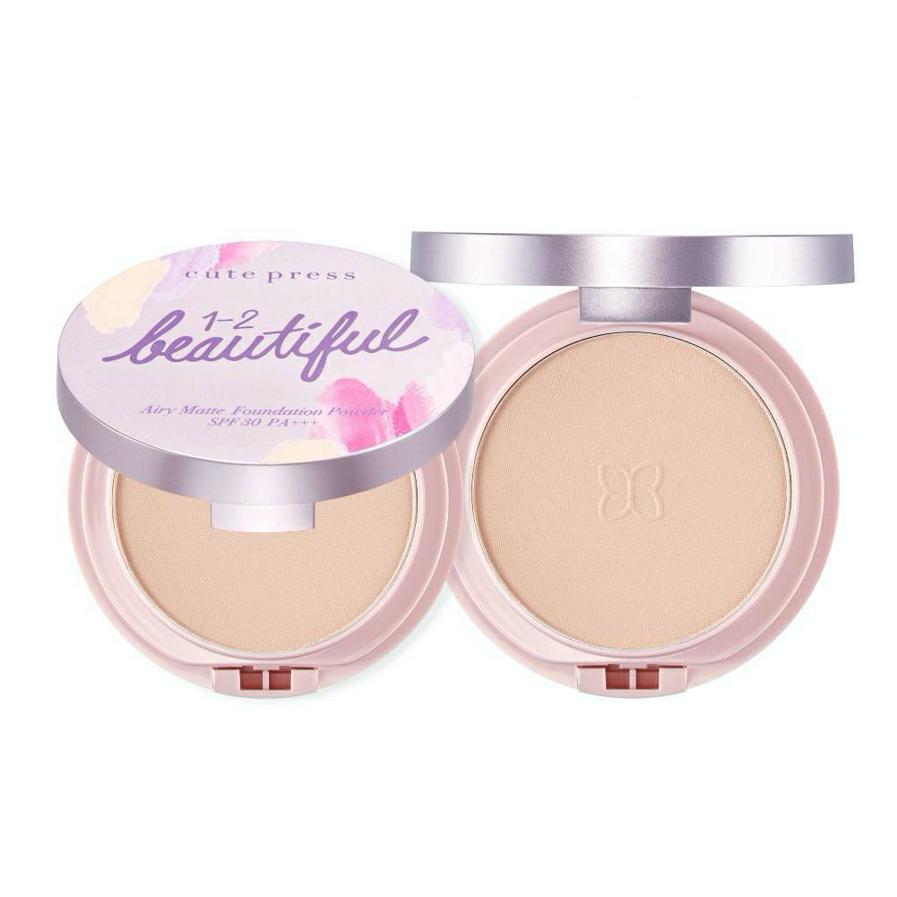 ภาพหน้าปกสินค้าแป้งผสมรองพื้น คิวท์เพรส CUTE PRESS 1-2 BEAUTIFUL AIRY MATTE FOUNDATION POWDER SPF30 PA+++ จากร้าน beautyfirst บน Shopee