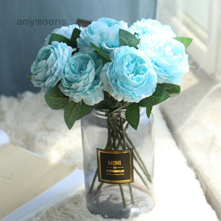 amymoons ช่อดอกไม้ประดิษฐ์ ดอกไม้ประดิษฐ์ผ้าไหม สำหรับตกแต่งงานแต่งงาน