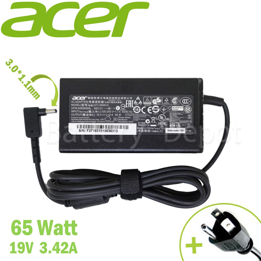 ภาพหน้าปกสินค้ารุ่นใหม่ Acer Adapter 19V/3.42A 65W หัวขนาด 3.0*1.1mm สายชาร์จ Acer Swift 3 SF315-41G สายชาร์จ เอเซอร์ อะแดปเตอร์