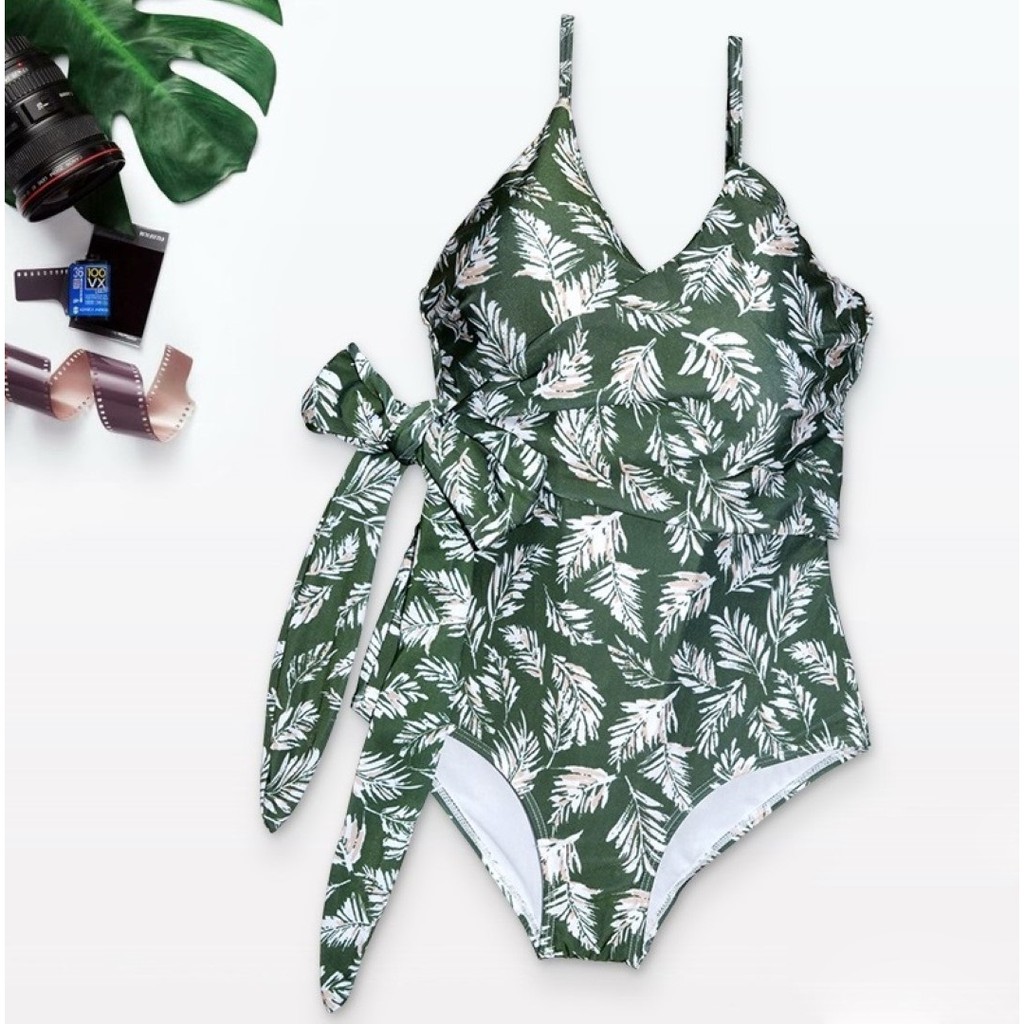 ภาพสินค้าชุดว่ายน้ำ วันพีช YY18008 ลายใบไม้สีเขียว ทรงผูกไขว้สายปรับได้ เข้ารูปหุ่นสวย จากร้าน pekihome บน Shopee ภาพที่ 2