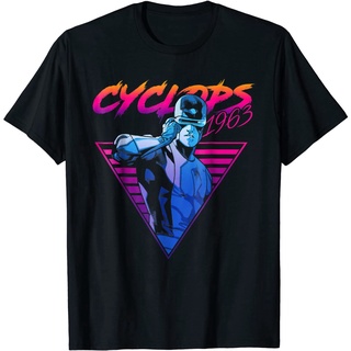 【🔥🔥】100%cotton เสื้อ ยืด ผ้า มัด ย้อม Marvel X-Men Cyclops Retro Neon Triangle Graphic T-Shirt men เสื้อ ยืด ผู้ชาย คอ